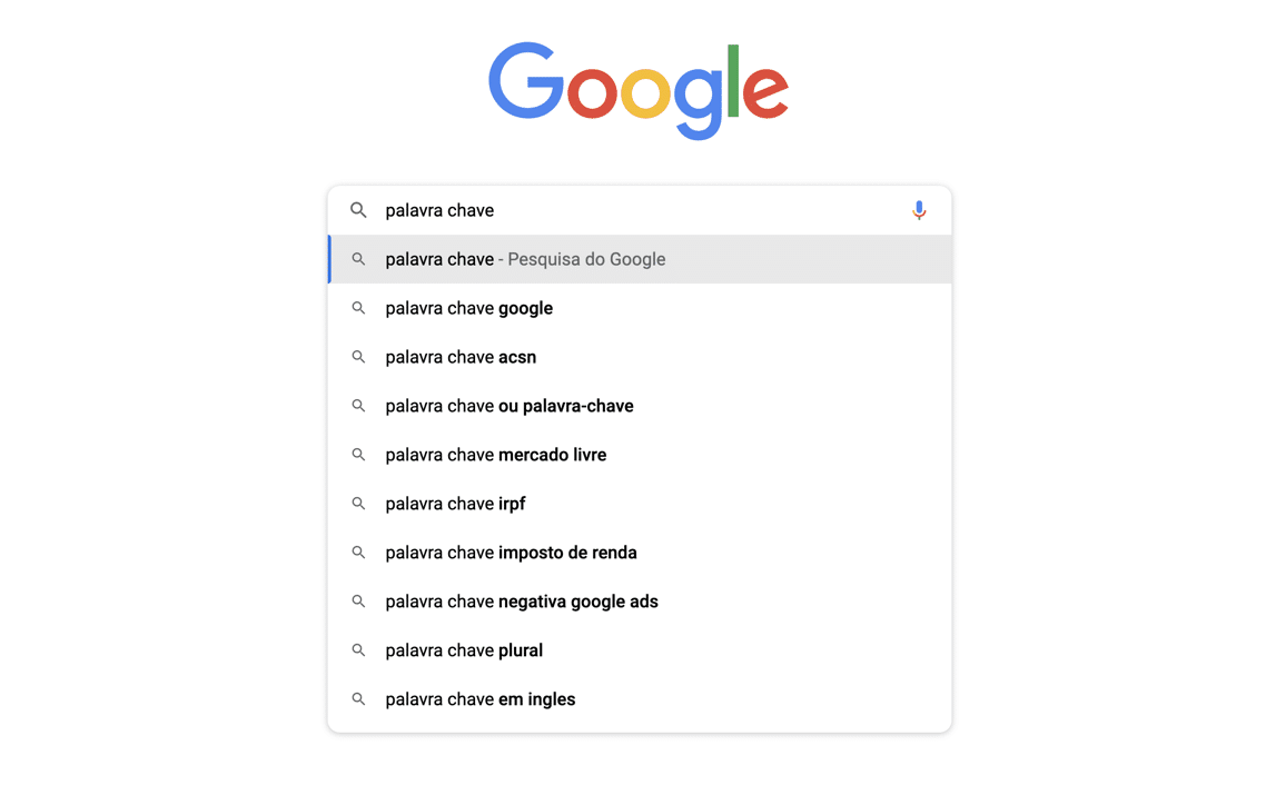 pesquisa de palavra chave google