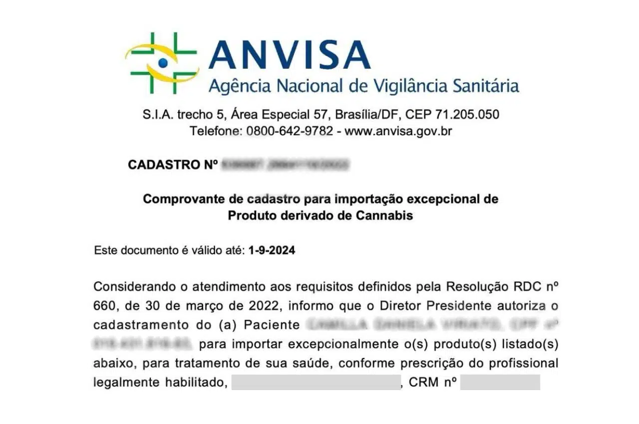 Print de uma autorização de importação de canabidiol da ANVISA